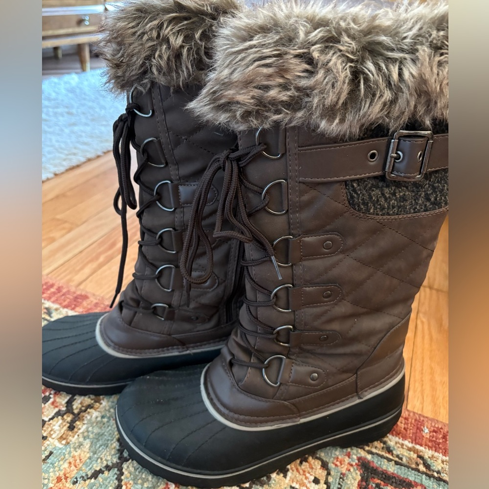 Women's Brown Fur-Lined Winter Boots